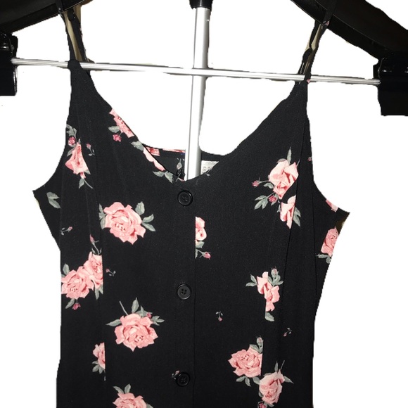 Divided Black Floral Dress - Picture 3 of 5